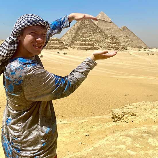 Tucker at Egypt's great pyramids.